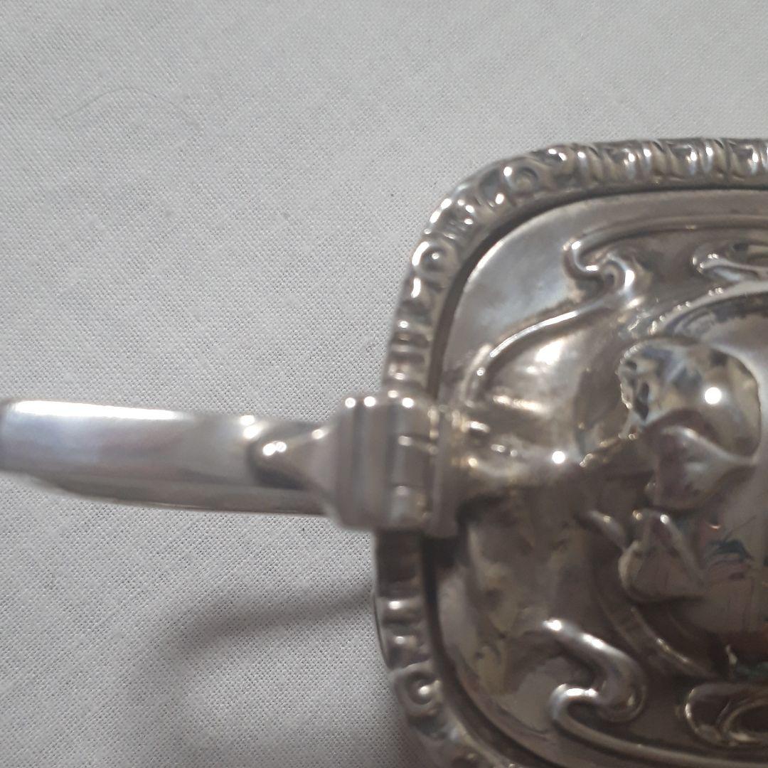 アンティークマスタードジャー純銀スターリングシルバー