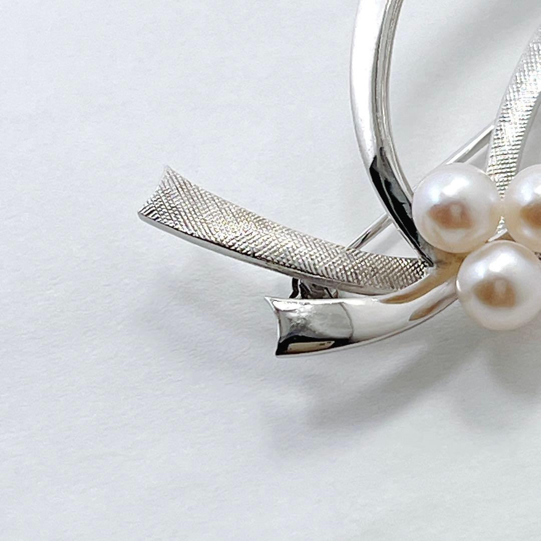 美品✨MIKIMOTO ミキモト　アコヤパール　ブローチ　コサージュ　シルバー