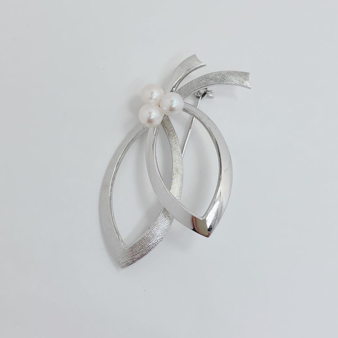 美品✨MIKIMOTO ミキモト　アコヤパール　ブローチ　コサージュ　シルバー