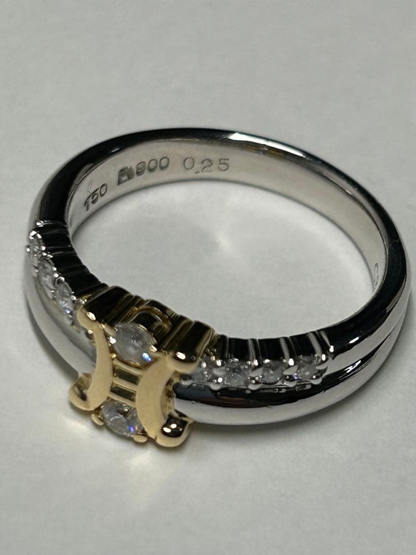 【美品】CELINE ダイヤモンドリング750ゴールド 900プラチナ　12号