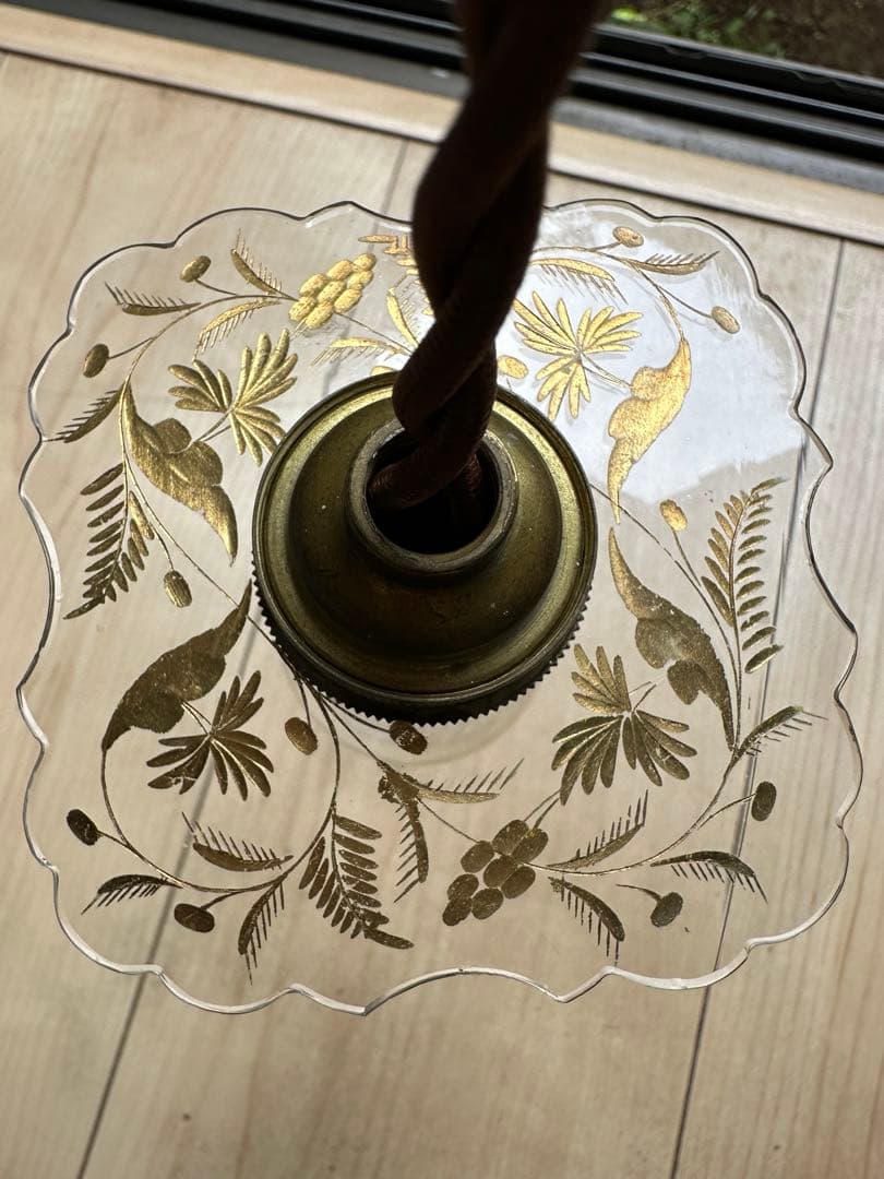 1900年代初頭 フランス アンティーク 金箔で絵付けされた美しいアトリエランプ