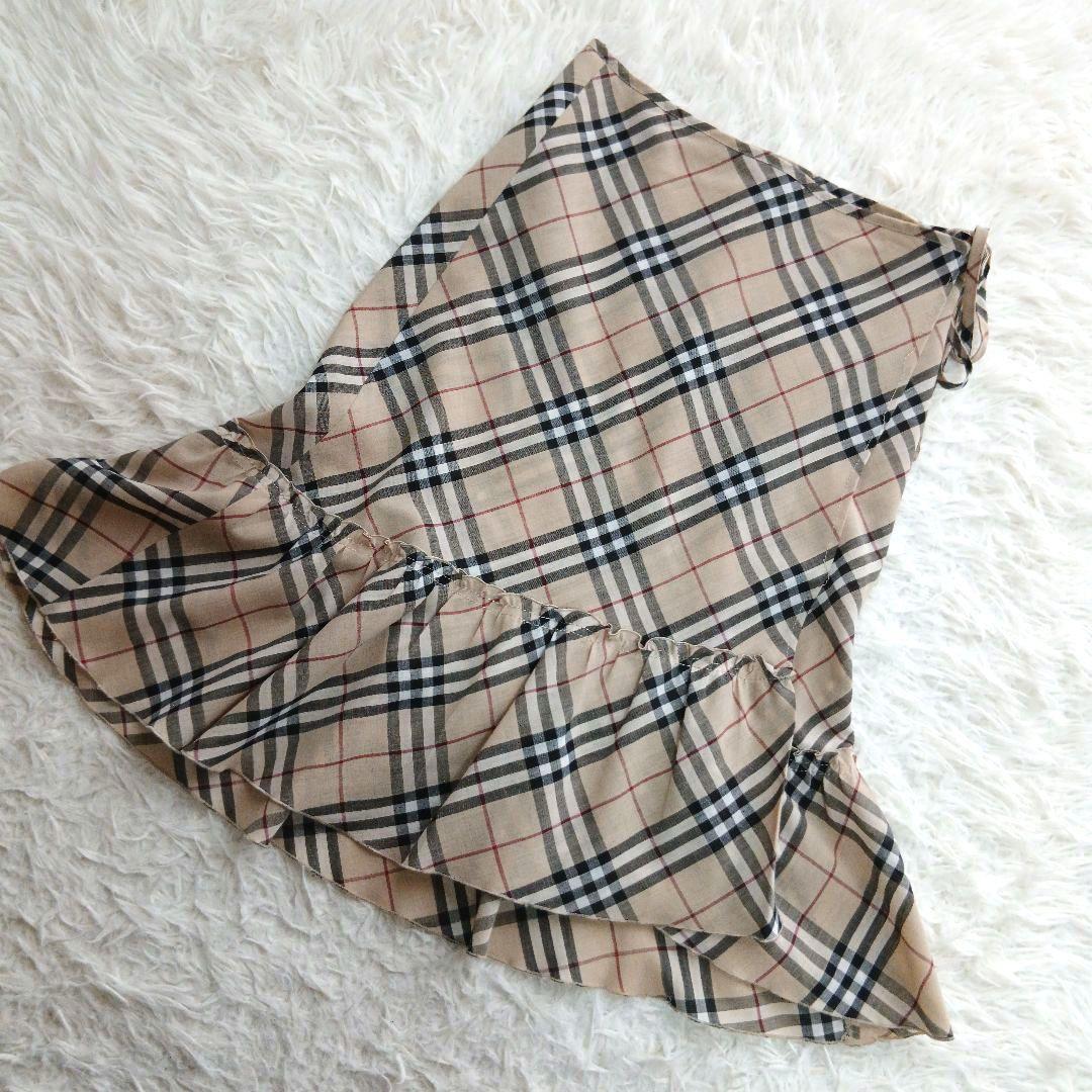 【BURBERRY BLUE LABEL】ノバチェック　フレア　薄手巻きスカート