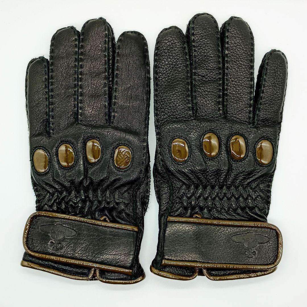 【美品】ヴィヴィアン 手袋 レザー グローブ 羊革 オーブ メンズ 25㎝