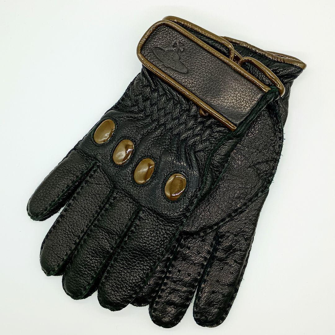 【美品】ヴィヴィアン 手袋 レザー グローブ 羊革 オーブ メンズ 25㎝
