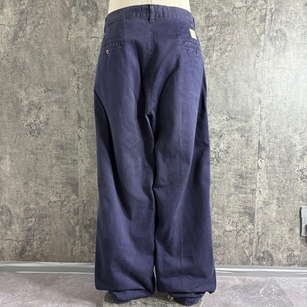 Ralph Lauren〈ワイドチノパンツ 90s USA製 ネイビー W33〉