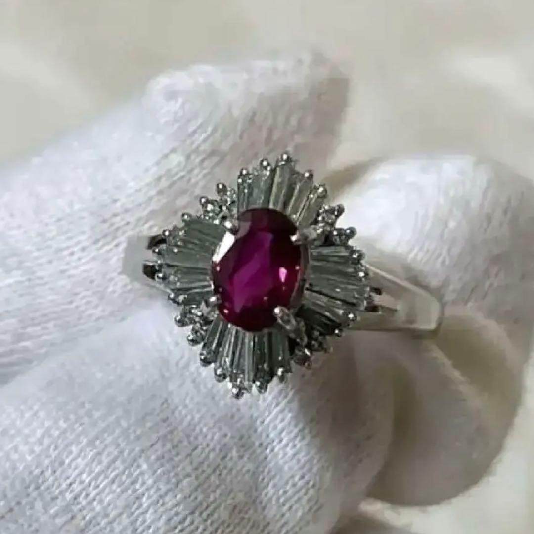 ルビー指輪　プラチナ　リング　ダイヤモンド Pt 900 刻印あり