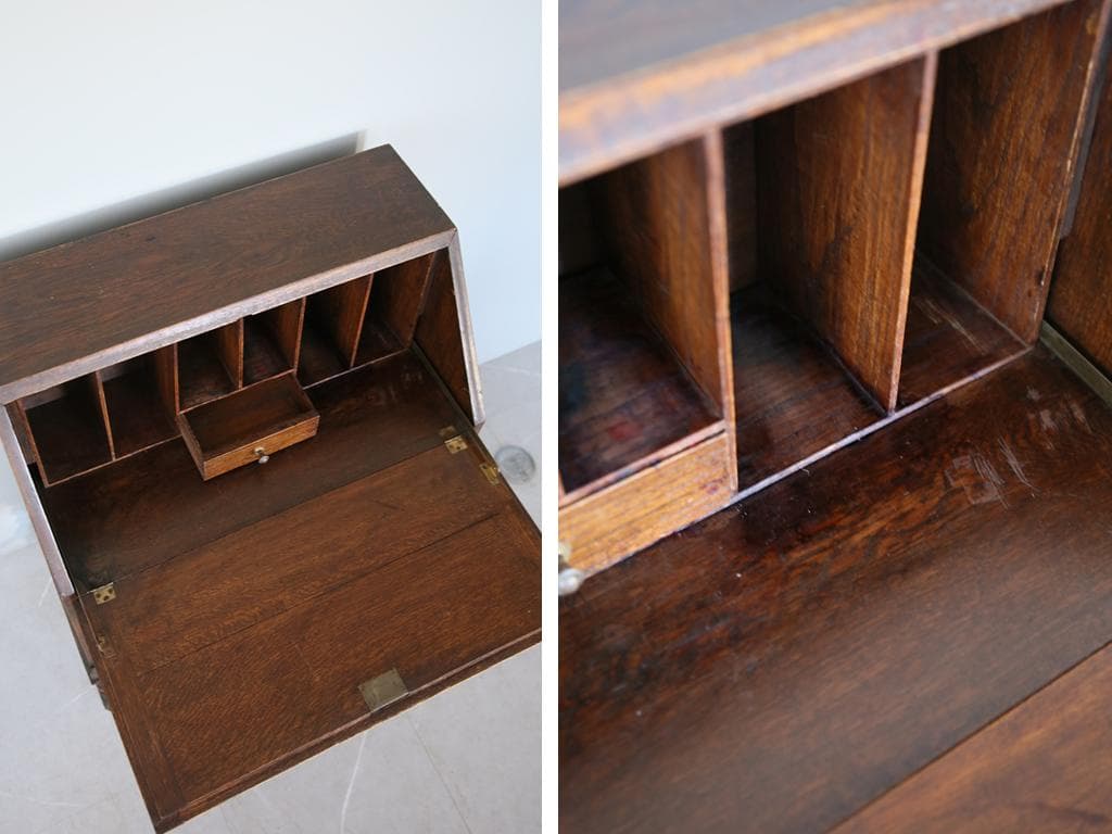 英国アンティーク木製ライティングビューロー/勉強机デスク/テーブル(89-150