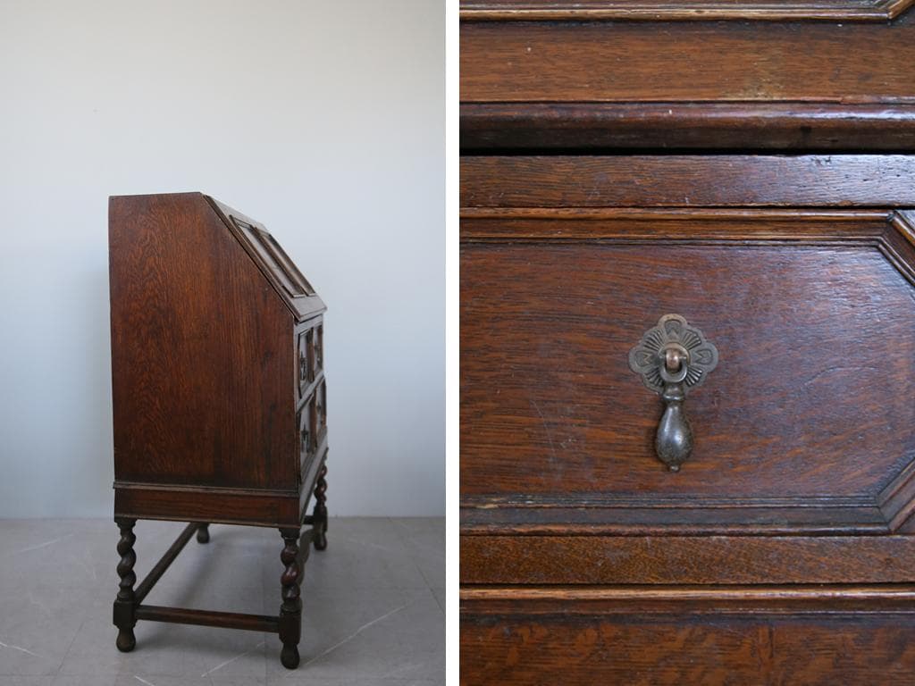 英国アンティーク木製ライティングビューロー/勉強机デスク/テーブル(89-150