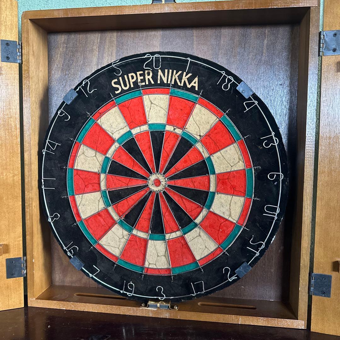 【ニッカ】【当時物】スーパーニッカ　木製ダーツボード　& キャビネット　アサヒ