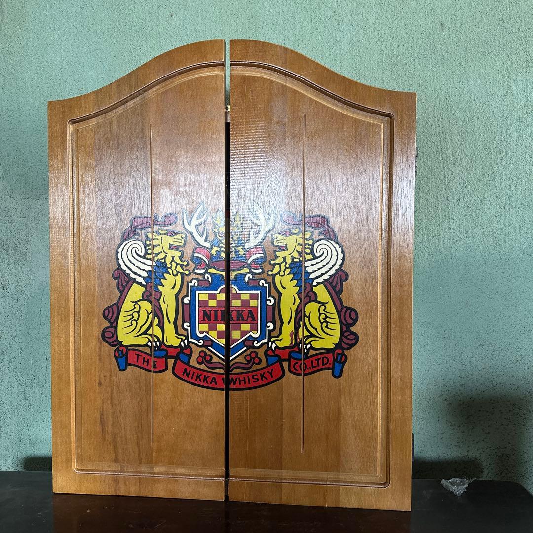 【ニッカ】【当時物】スーパーニッカ　木製ダーツボード　& キャビネット　アサヒ