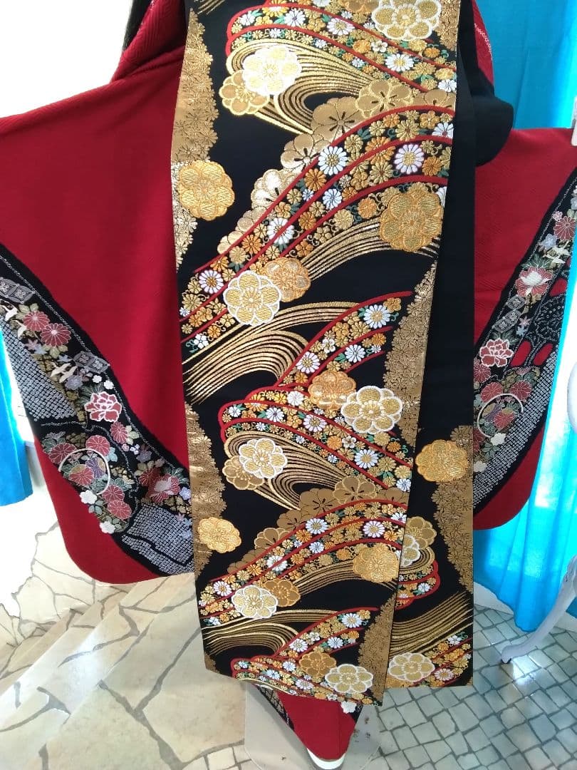 振袖フルセット、正絹絞り振袖成人式、重ね衿帯揚げ帯締め、西陣袋帯襦袢、ガード加工