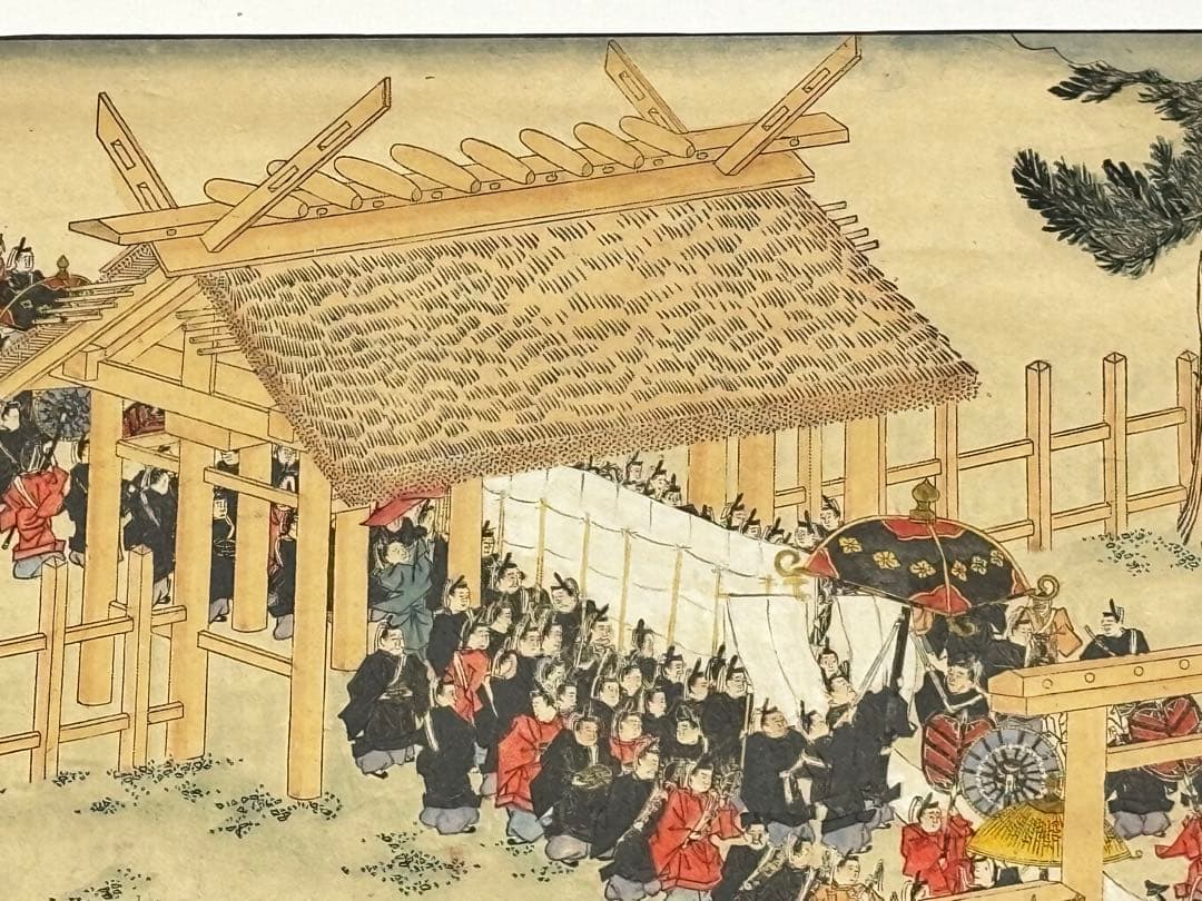 「伊勢太神宮遷御之図」江戸時代 彩色木版画 1枚|伊勢神宮 神道 和本