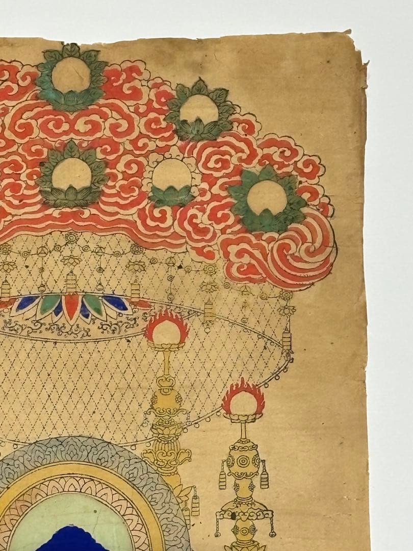 「浪華祐天大僧正遺跡源正寺本尊印施」極彩色木版図 1枚|仏教美術 木版画江戸時代