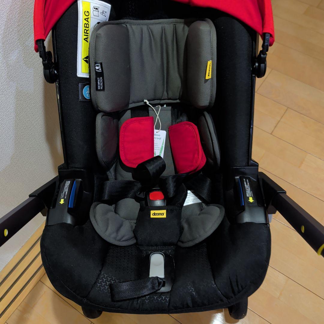 りゅーき美品doonaチャイルドシート フレームレッド　ホイールカバー付き