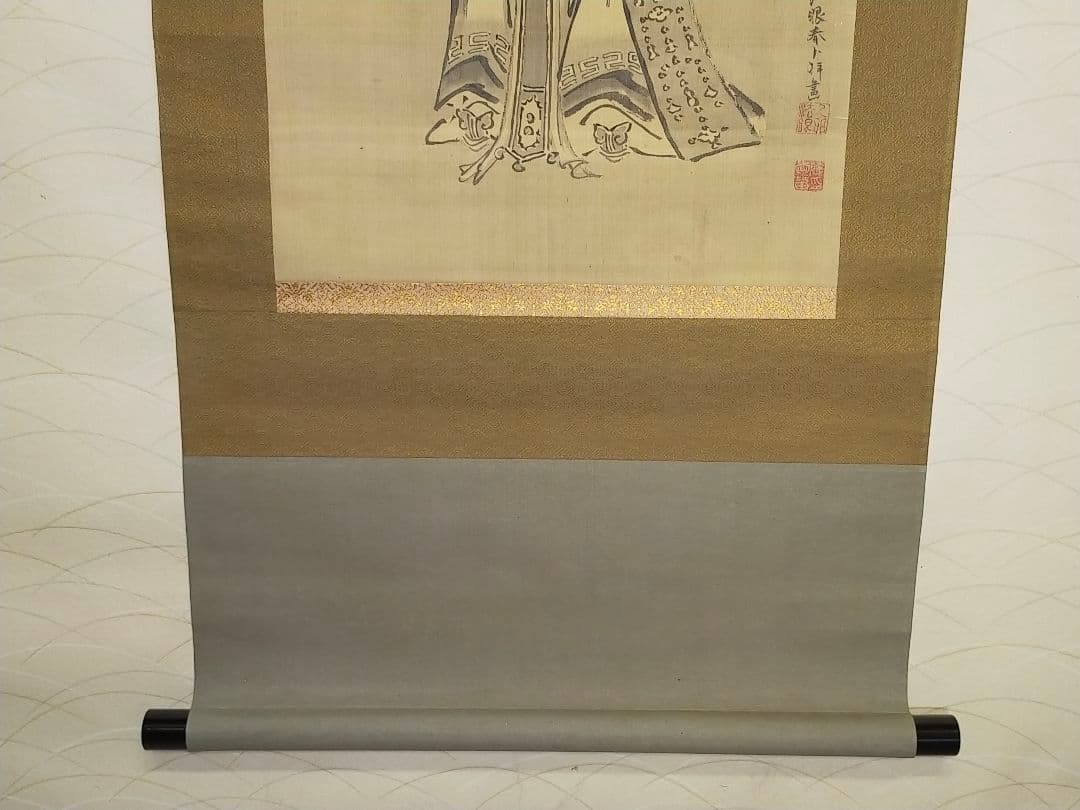 ♥掛軸　大岡（法眼）春卜　中国　人物　桐箱付き　掛け軸　骨董品