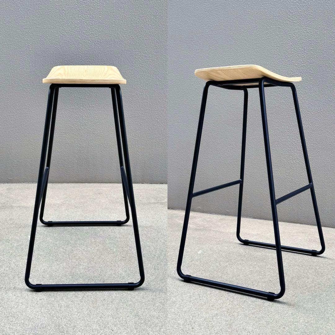 カナデモノ ハイスツール 曲木 オーク ナチュラル スチール脚 カウンターチェア