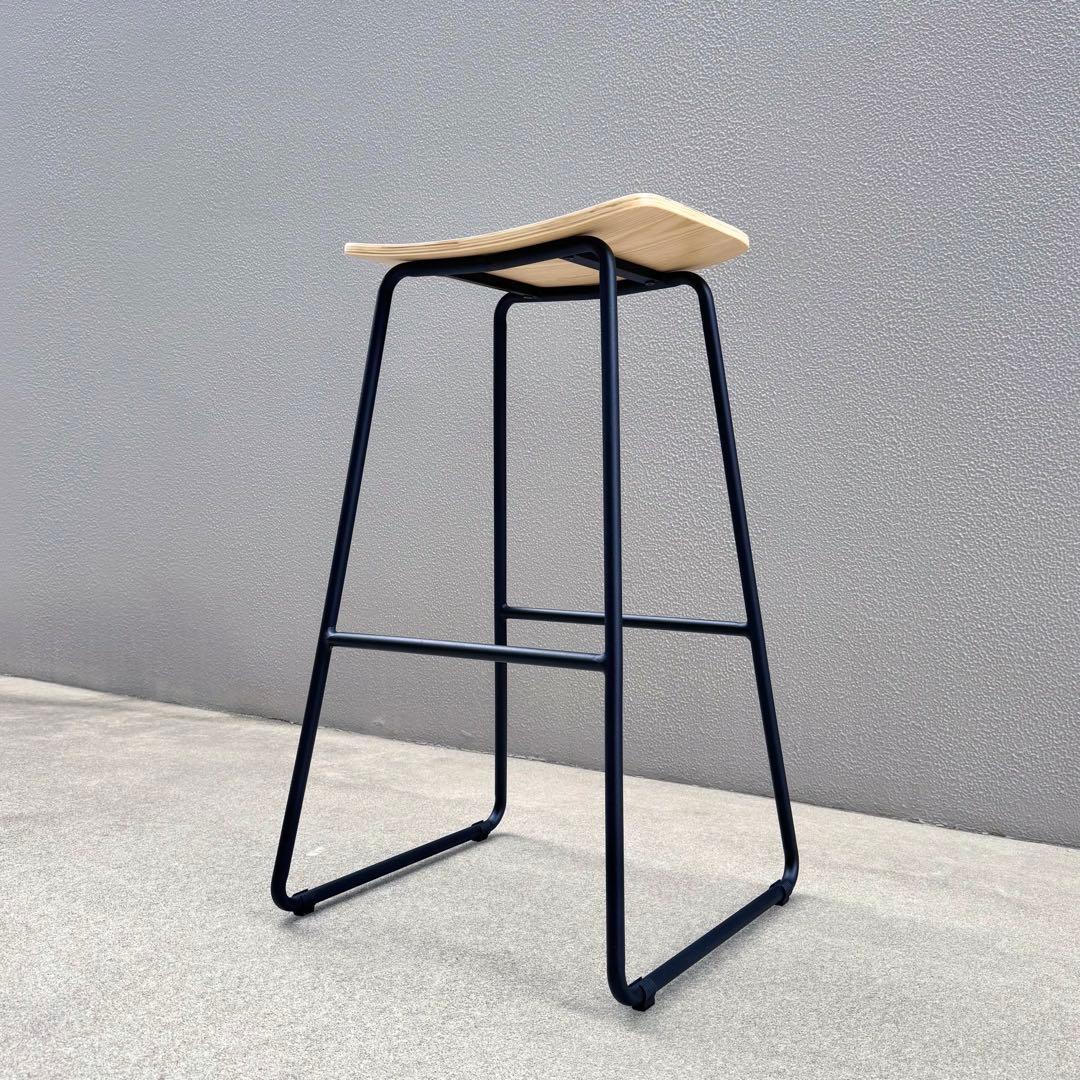 カナデモノ ハイスツール 曲木 オーク ナチュラル スチール脚 カウンターチェア