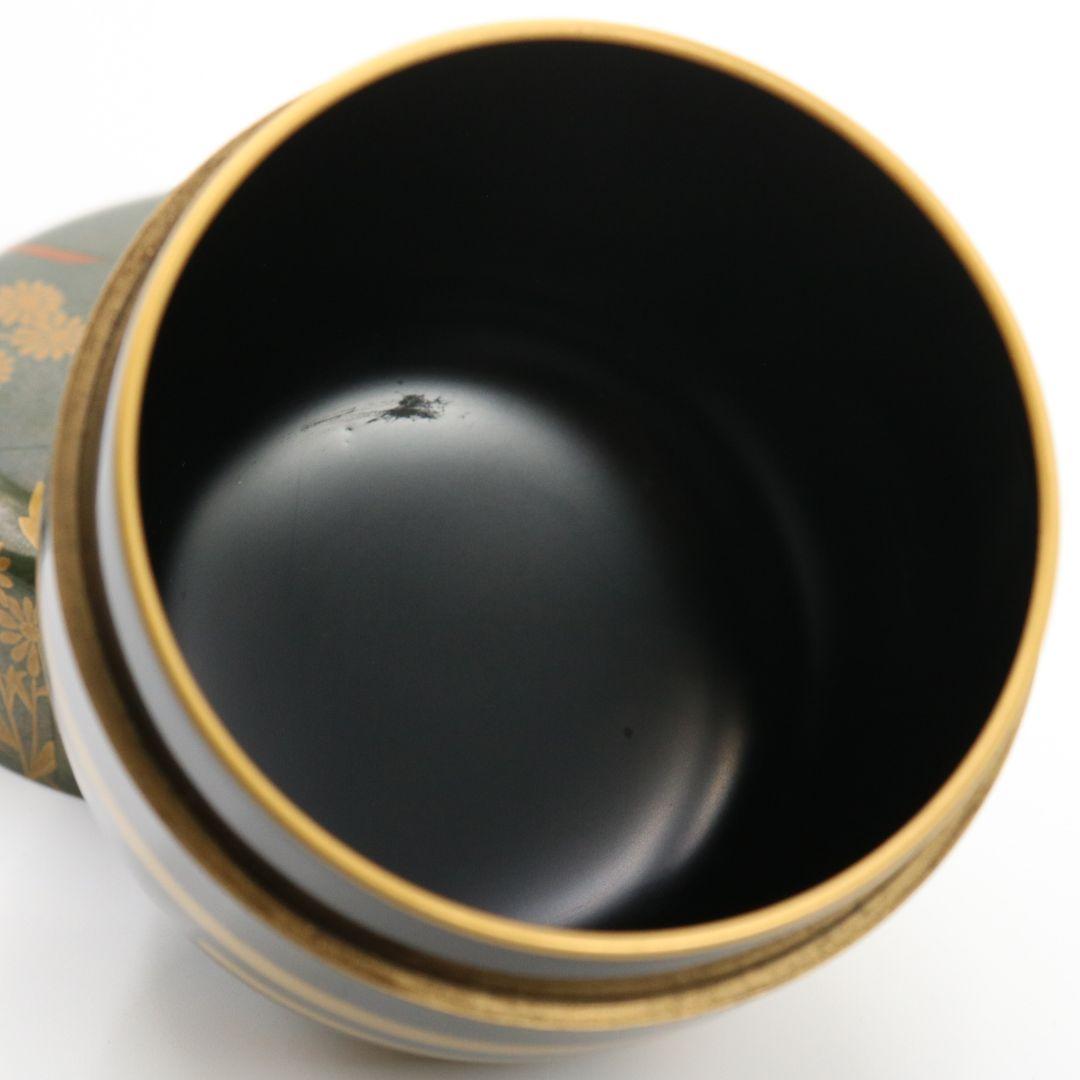 松村建作 蒔絵誰袖棗 秋草 誰ヶ袖 共箱共布 茶道具　OJ160　1F14