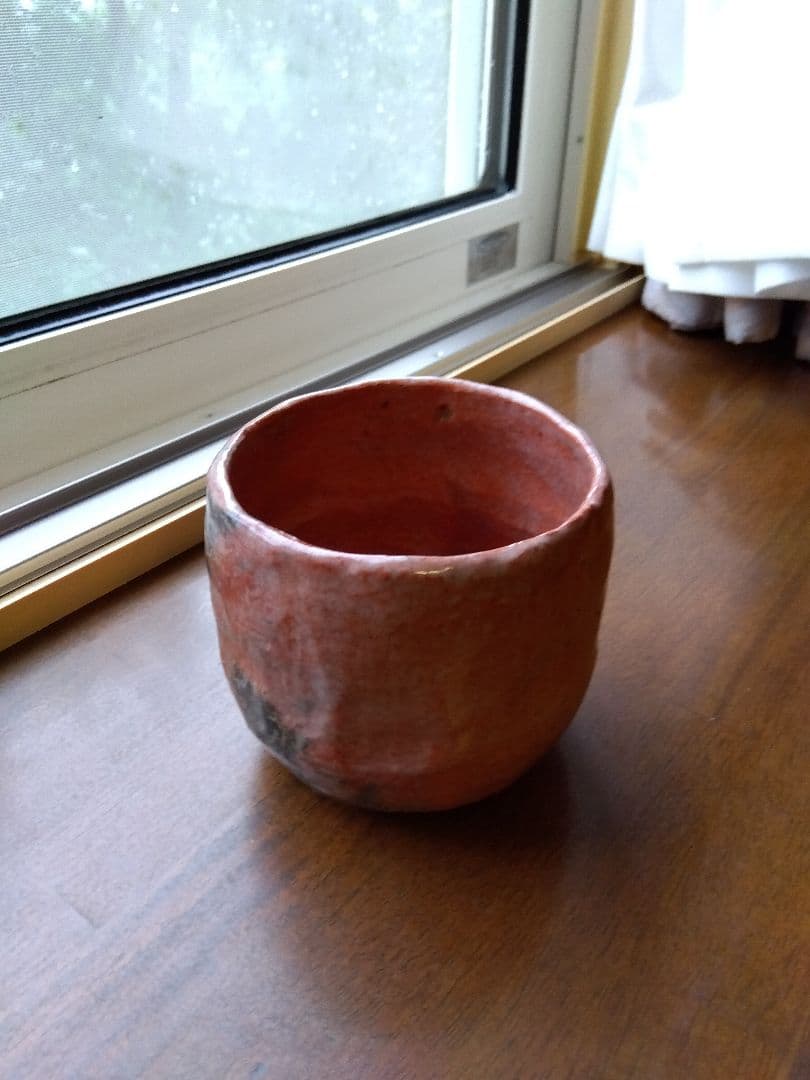 仁阿弥道八。赤楽筒茶碗