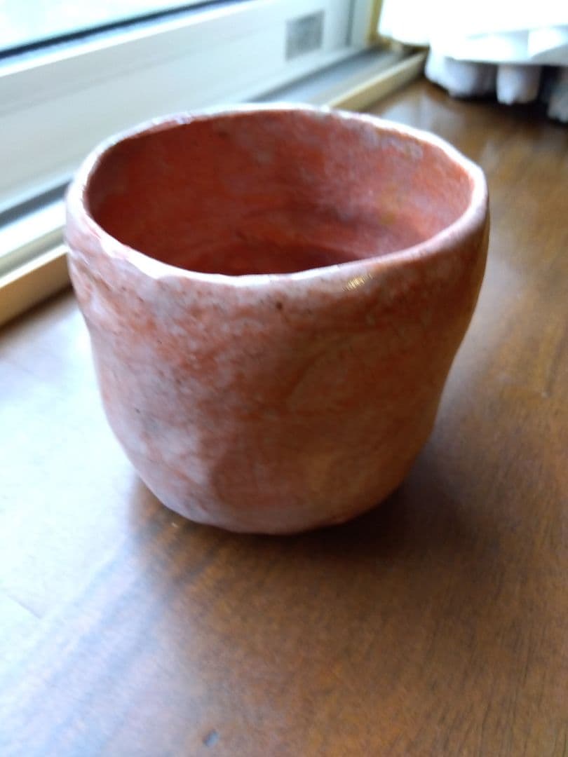 仁阿弥道八。赤楽筒茶碗