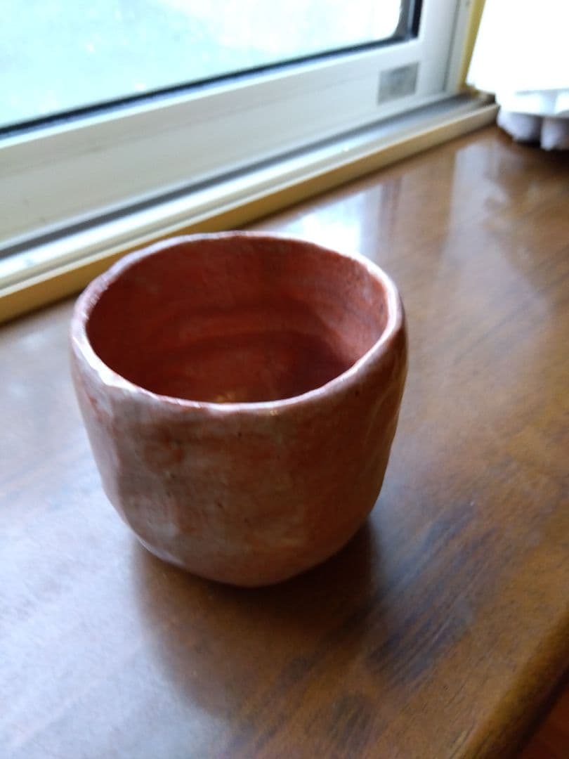 仁阿弥道八。赤楽筒茶碗