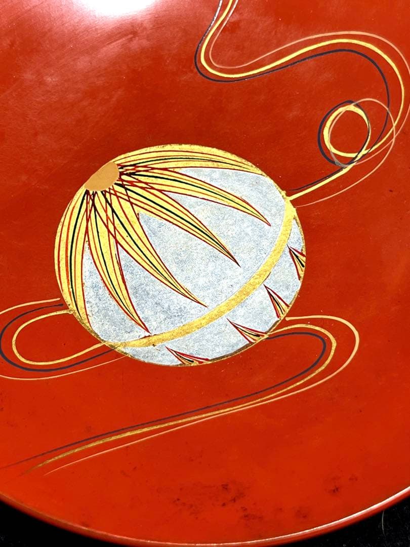 棗『手まり棗』銘々皿×5客セット漆器 天然木製 長期保管品 共箱　茶道具　古道具