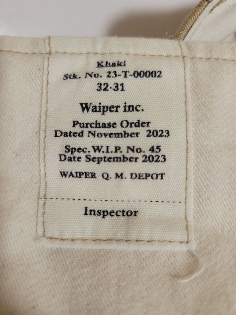 アオロン WAIPER 米軍 M45 チノ トラウザー カーキ ワイパー