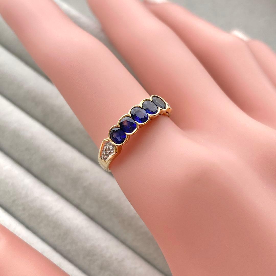 詳細不明リング　K18？ サファイア？ ダイヤモンド？