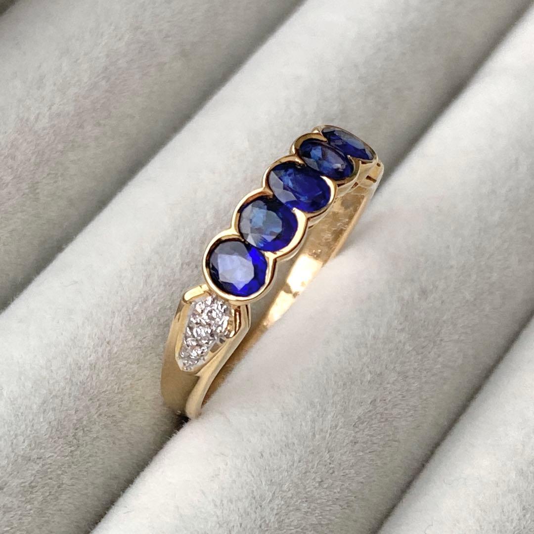 詳細不明リング　K18？ サファイア？ ダイヤモンド？