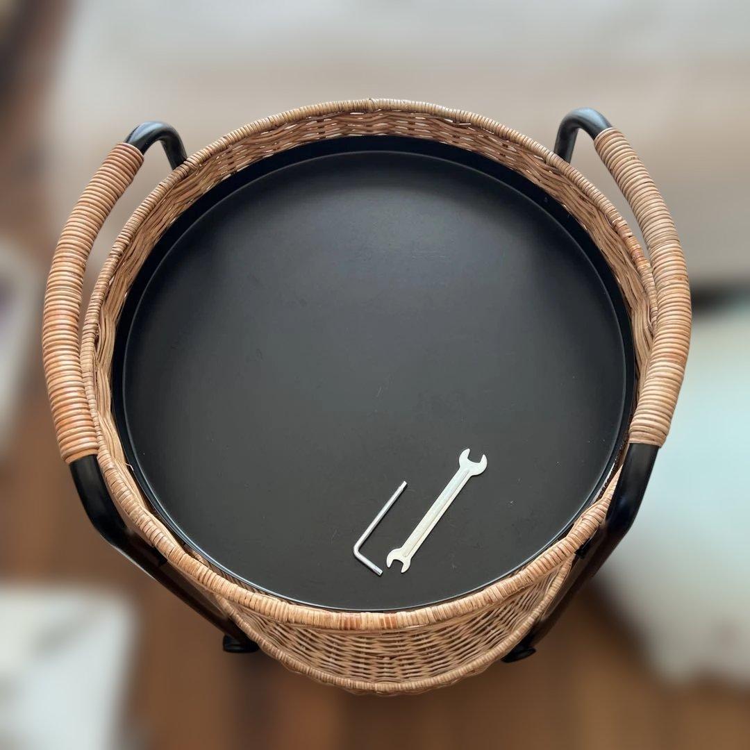 IKEA ルッバン サイドテーブル 籐製ワゴン LUBBAN