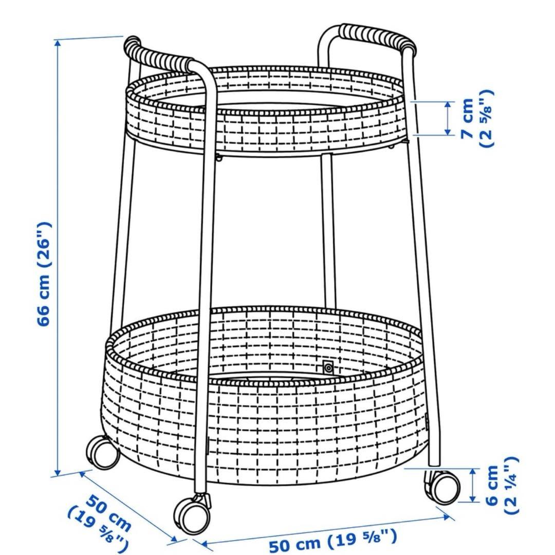 IKEA ルッバン サイドテーブル 籐製ワゴン LUBBAN