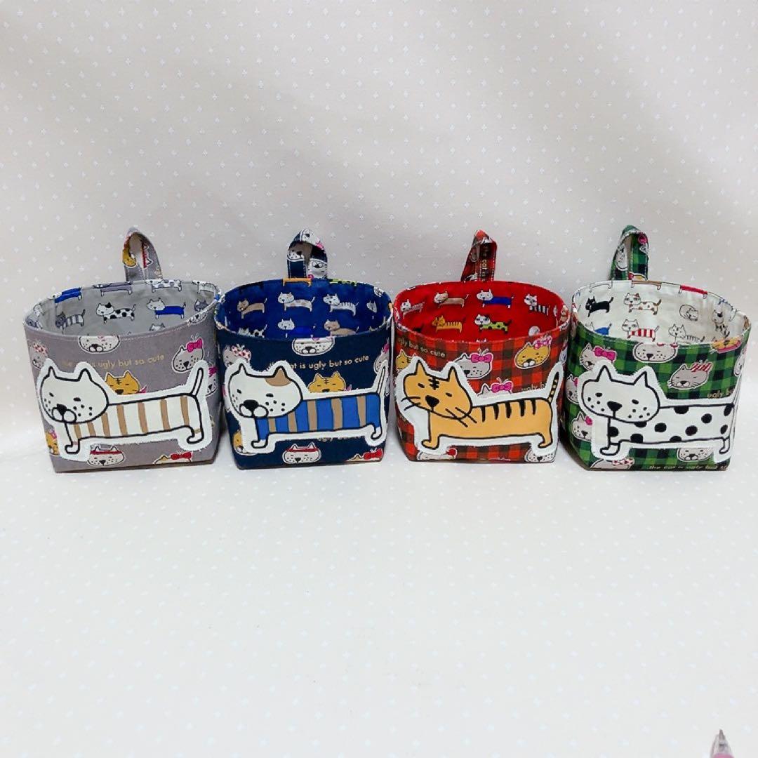 chibinyanco。 布バスケット バックインバック ねこ生地