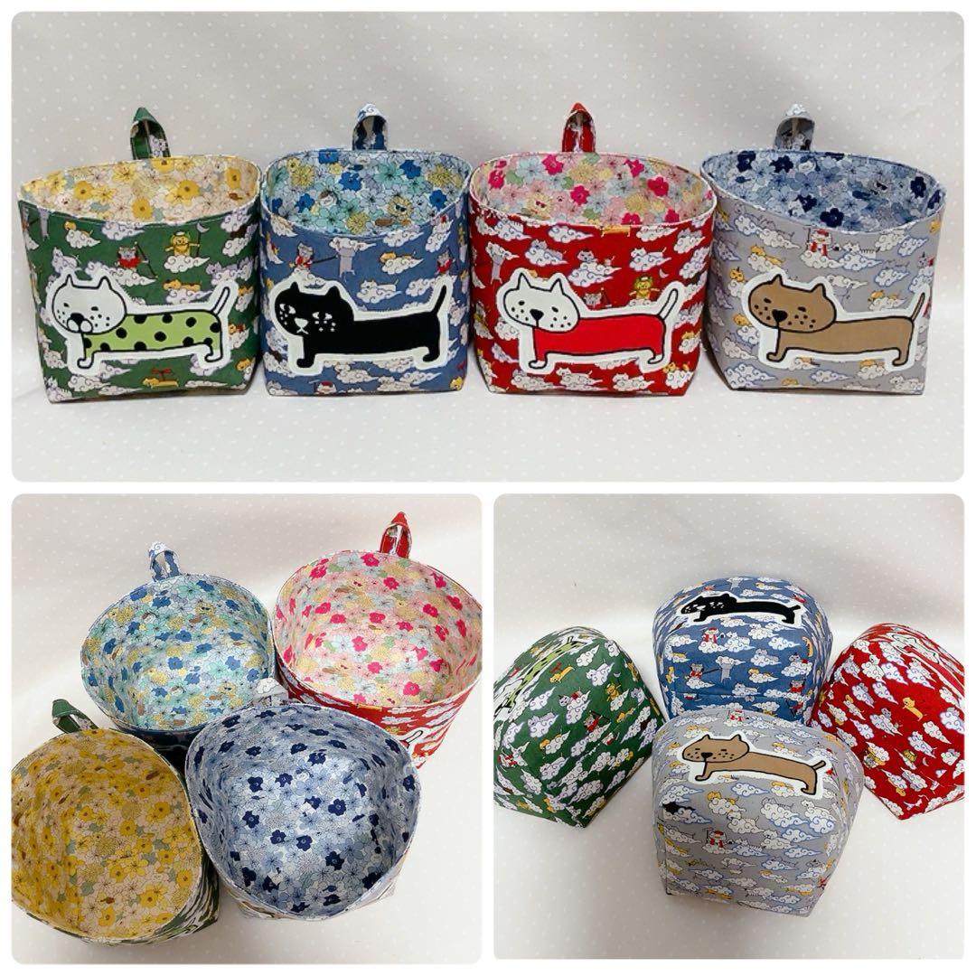 chibinyanco。 布バスケット バックインバック ねこ生地