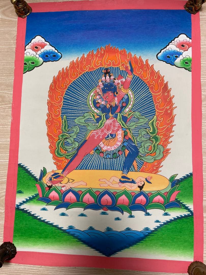 《 チベット密教　1点物 》 手描き　曼荼羅　チャクラサンバラ　歓喜　仏教　密教