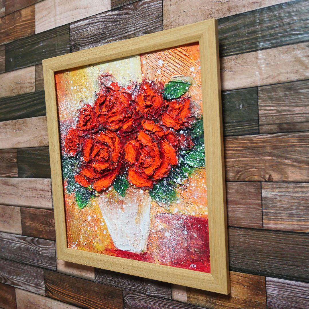 油絵 油彩 油彩画 絵 絵画 【赤い薔薇】