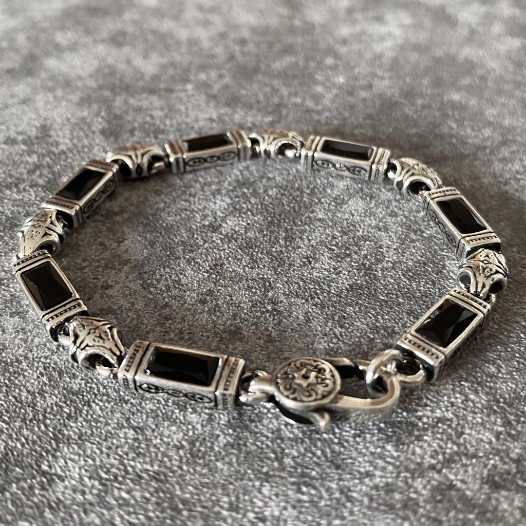 メキシカンジュエリー シルバー925 オニキス調 ブレスレット ブラック2way