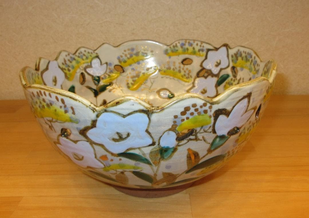 送料込【逢絢亭】茶道具 菓子鉢 京焼 草花の図 平安雲楽 共箱入り