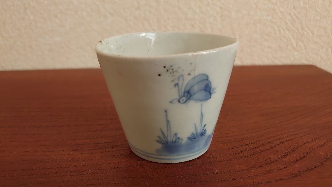 古伊万里 初期伊万里　そば猪口 蕎麦猪口 江戸時代 古美術 蝶の図　染付　１客