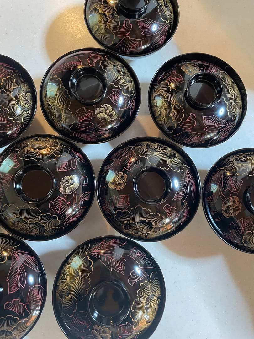 輪島塗吸い物椀10脚セット美品Wajima Lacquer Soup Bowls