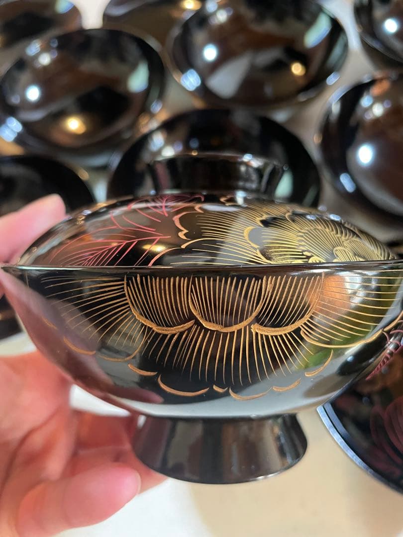 輪島塗吸い物椀10脚セット美品Wajima Lacquer Soup Bowls