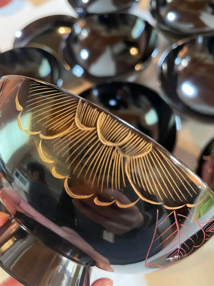 輪島塗吸い物椀10脚セット美品Wajima Lacquer Soup Bowls