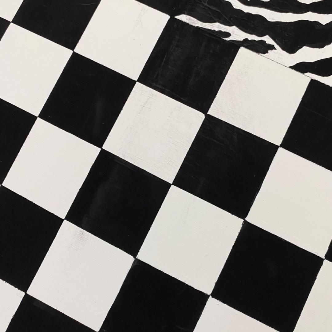 アクリル画　キャンバス　イラスト　絵　イラスト　モノトーン　ベニヤパネル　黒