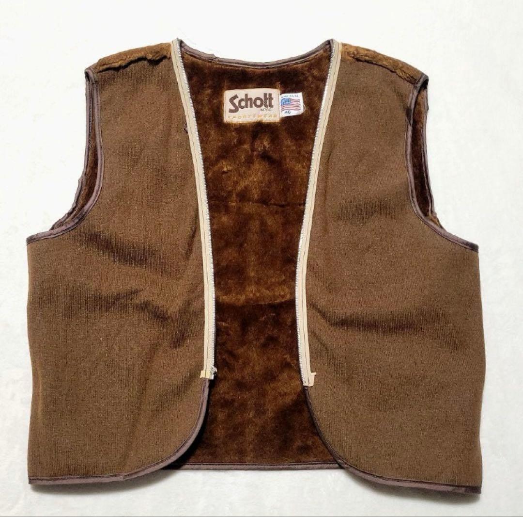 Schott（ショット）ライダースジャケット レザー ボアライナー ブラウン