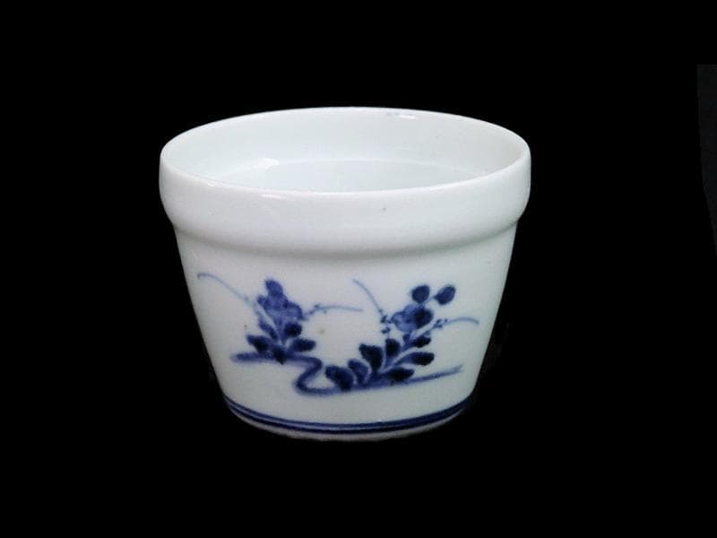 古伊万里　染付　草花紋の図　蕎麦猪口　江戸期　A1174AS-CDd