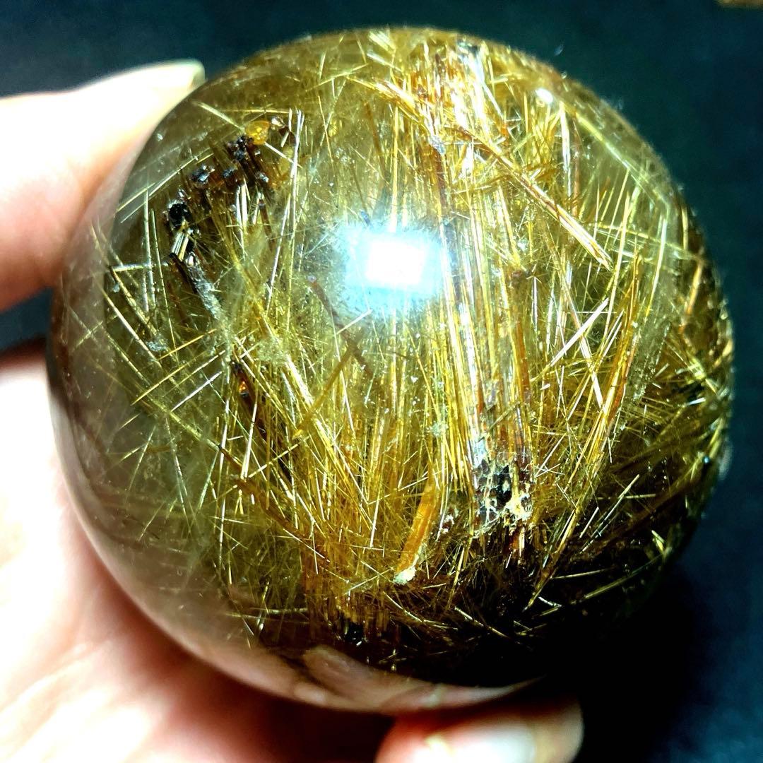超絶綺麗✨62mm ゴールドルチルクォーツ　丸玉　スフィア　金針水晶