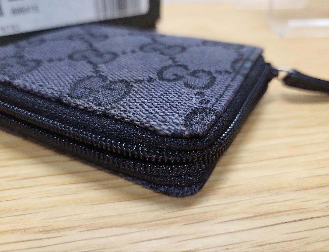 【美品】GUCCI グッチ GG キャンバス レザー ブラック パース