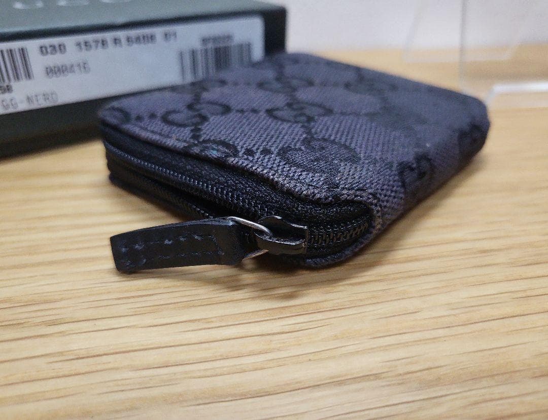 【美品】GUCCI グッチ GG キャンバス レザー ブラック パース