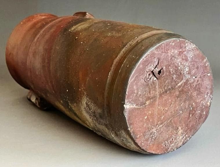 人間国宝　藤原啓　耳付窯変花入 　M336