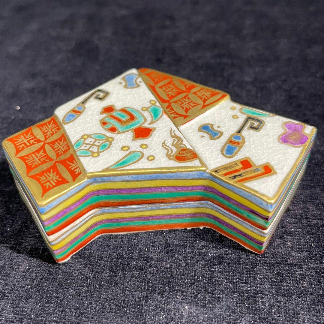 s697　清閑寺窯　色絵仁清千代結　香合　杉田祥平