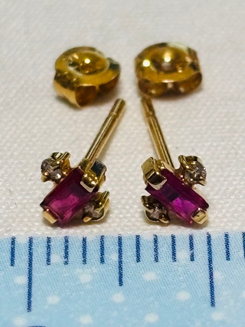 K18 ルビー ダイヤモンド ピアス